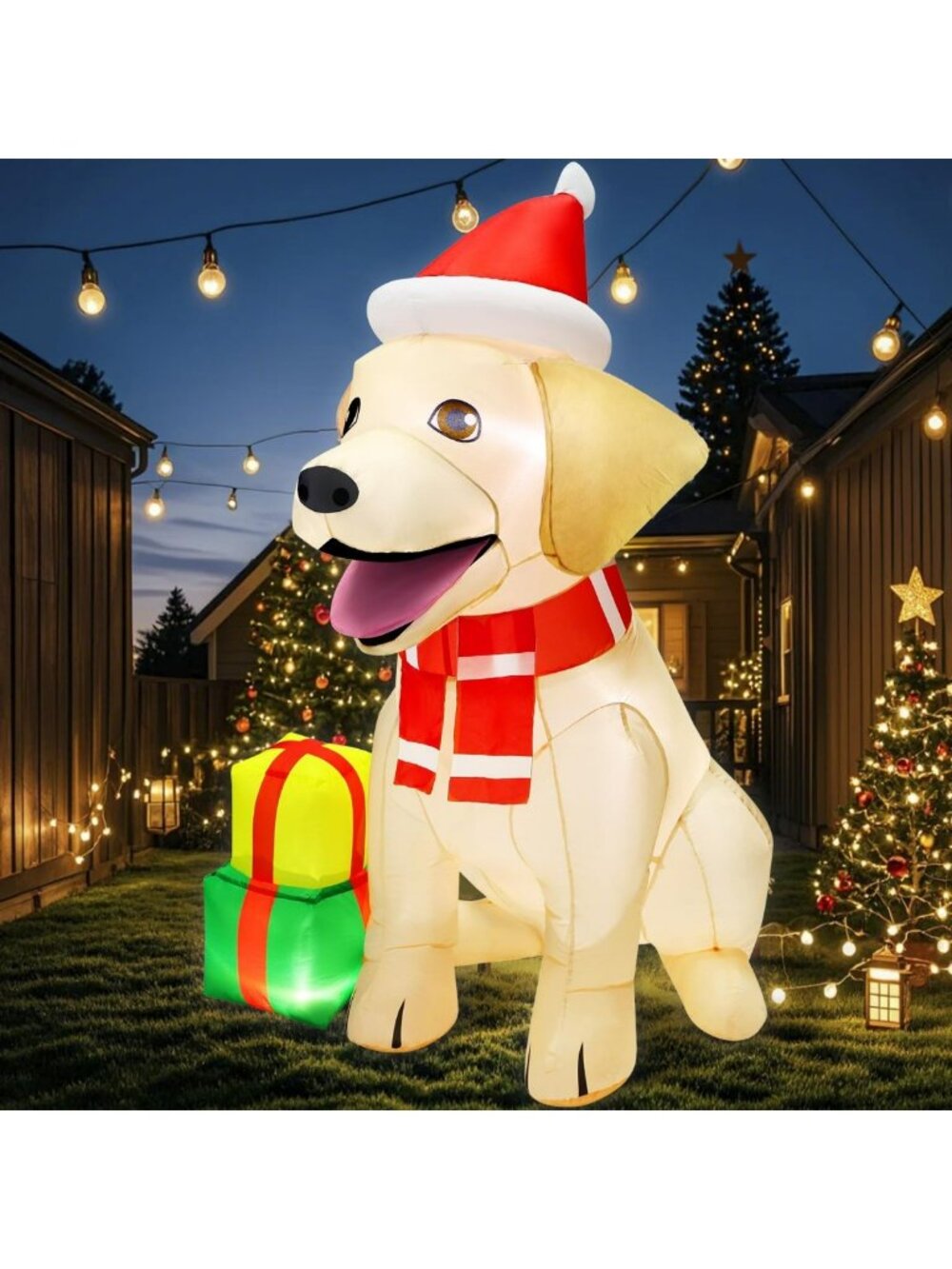 5FT LED Christmas Inflatable Lab Dog Decoration for Outdoor Indoor Holiday Yard